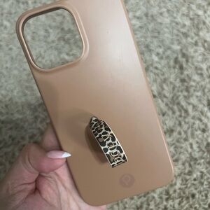 Stylish Tan Phone Case with Leopard Print Grip